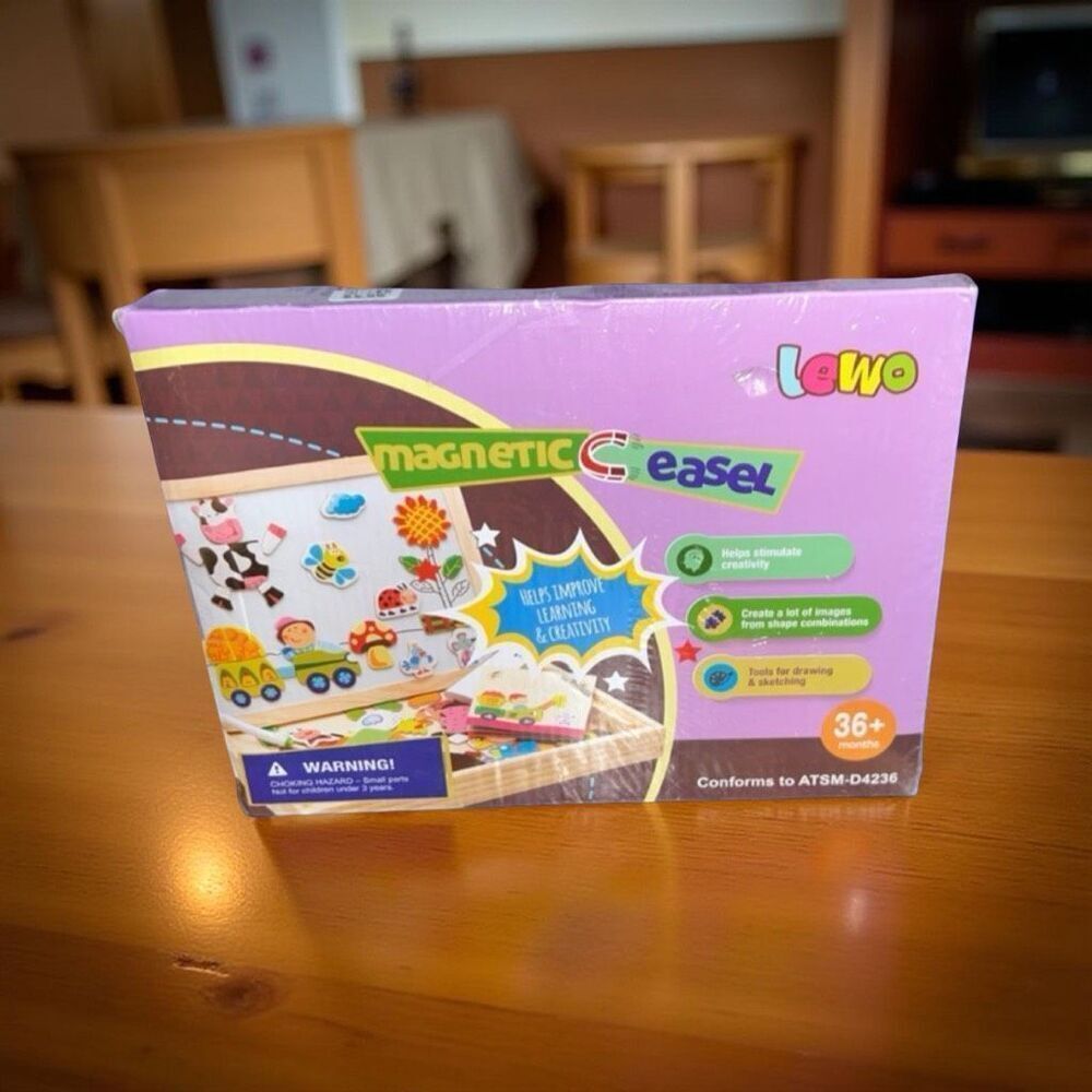 Wooden Magnetic Puzzle Kids Educational Toy Whiteboard Chalkboard Marker Chalks